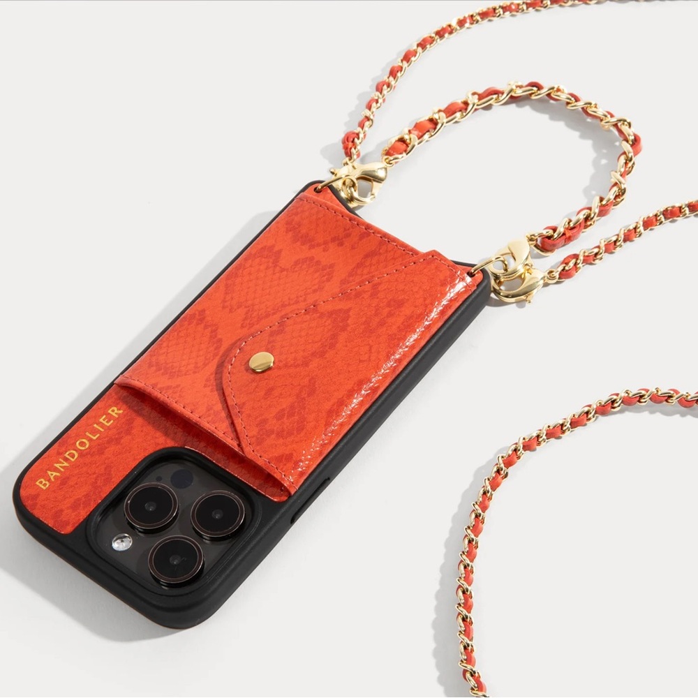 Bandolier Lily Duet Orange Crossbody with Gold Chain